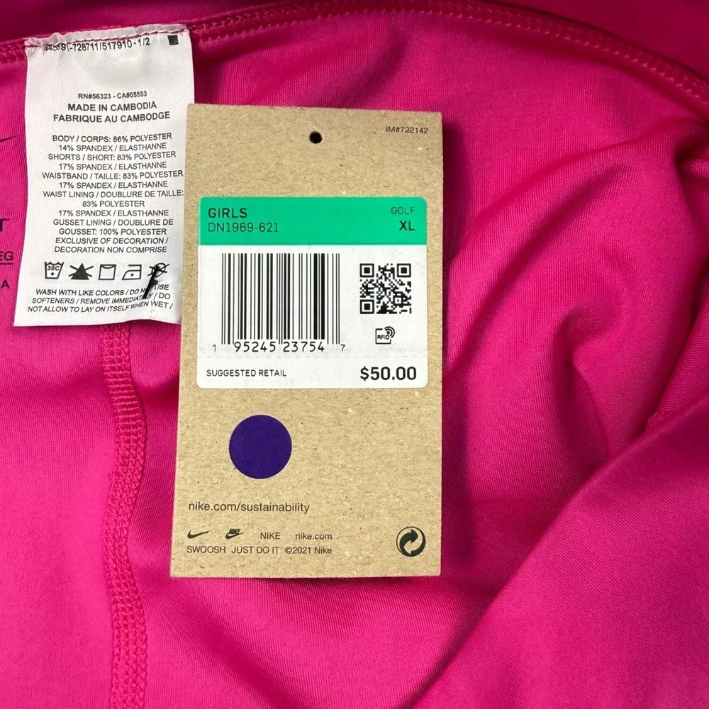 Nike Golf Girls XL Skort Pink Barbiecore‎ Pleated Dri-Fit Athletic Tennis Skirt - Picture 6 of 8